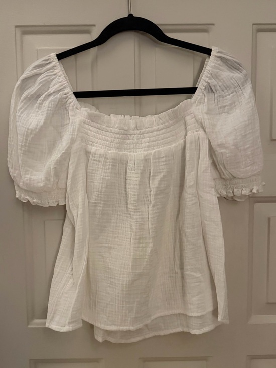 J. Crew Tops - J. Crew Muslin White Puff Sleeve Square Neck Blouse